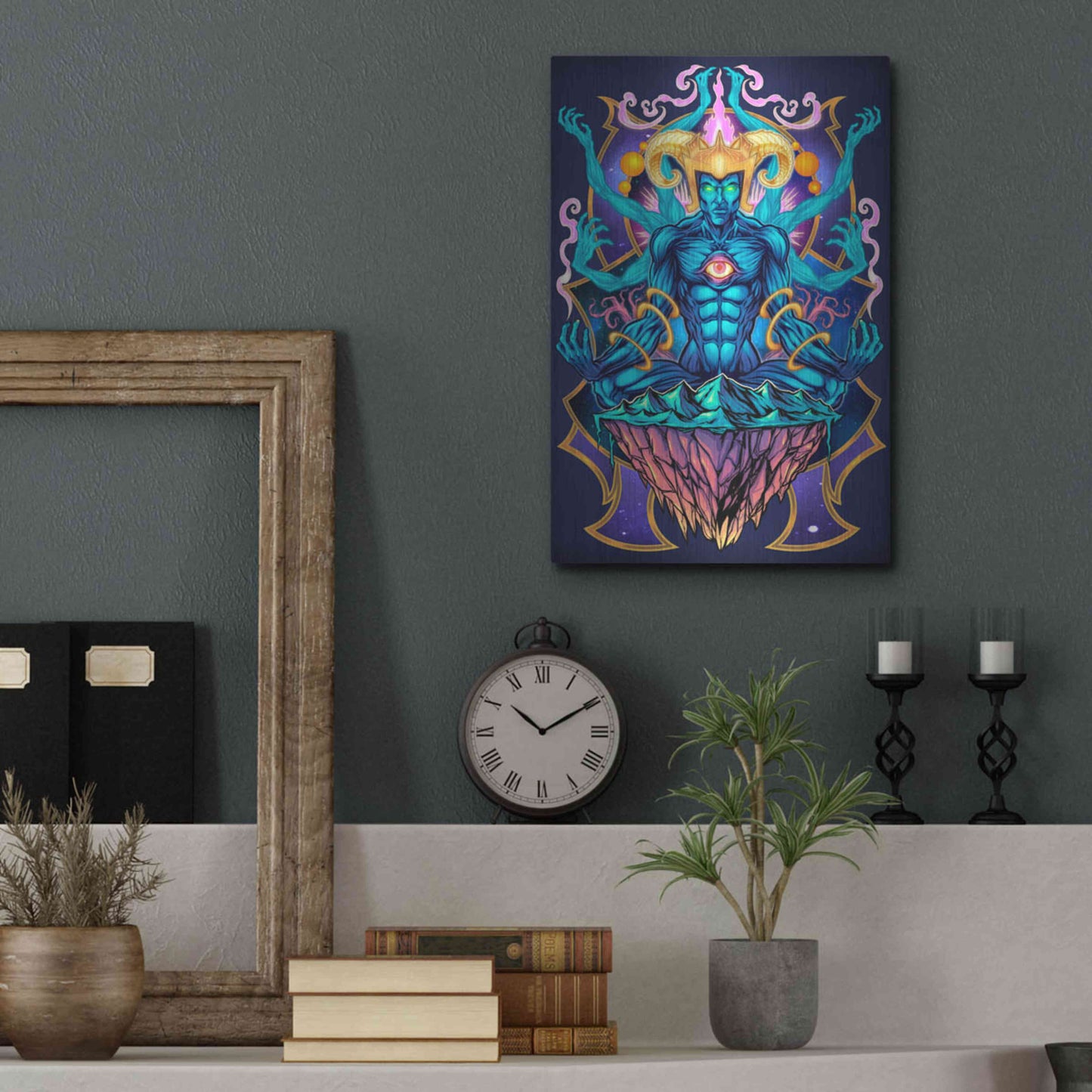 Luxe Metal Art 'Psychedelic Meditating God' by Flyland Designs, Metal Wall Art,12x16