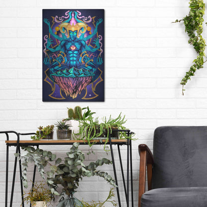 Luxe Metal Art 'Psychedelic Meditating God' by Flyland Designs, Metal Wall Art,12x16