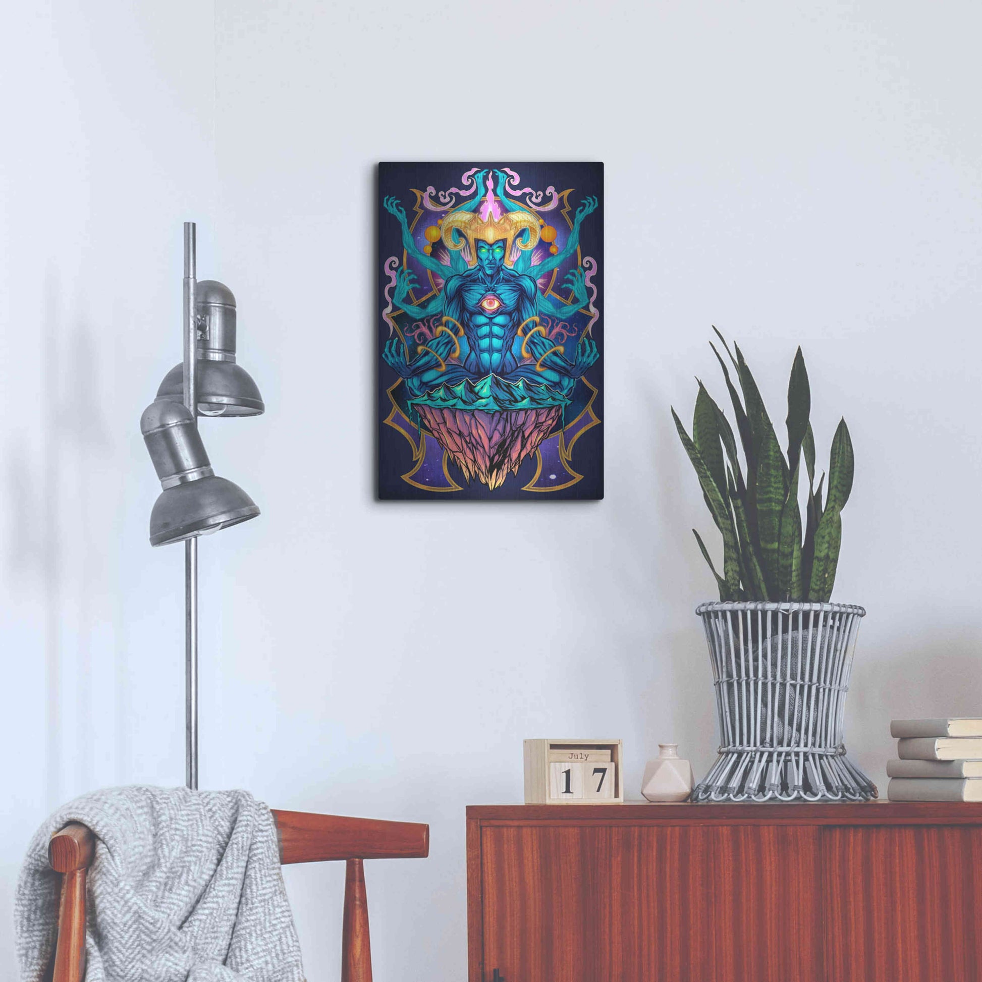 Luxe Metal Art 'Psychedelic Meditating God' by Flyland Designs, Metal Wall Art,16x24