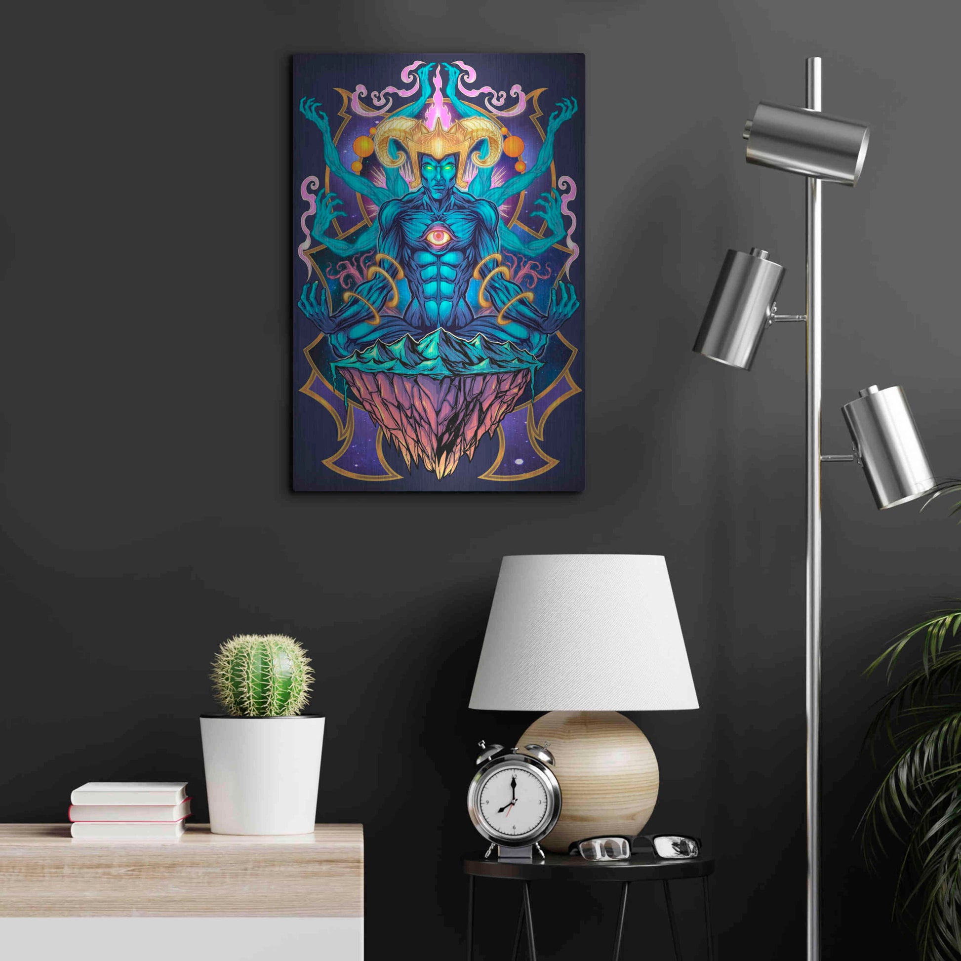 Luxe Metal Art 'Psychedelic Meditating God' by Flyland Designs, Metal Wall Art,16x24