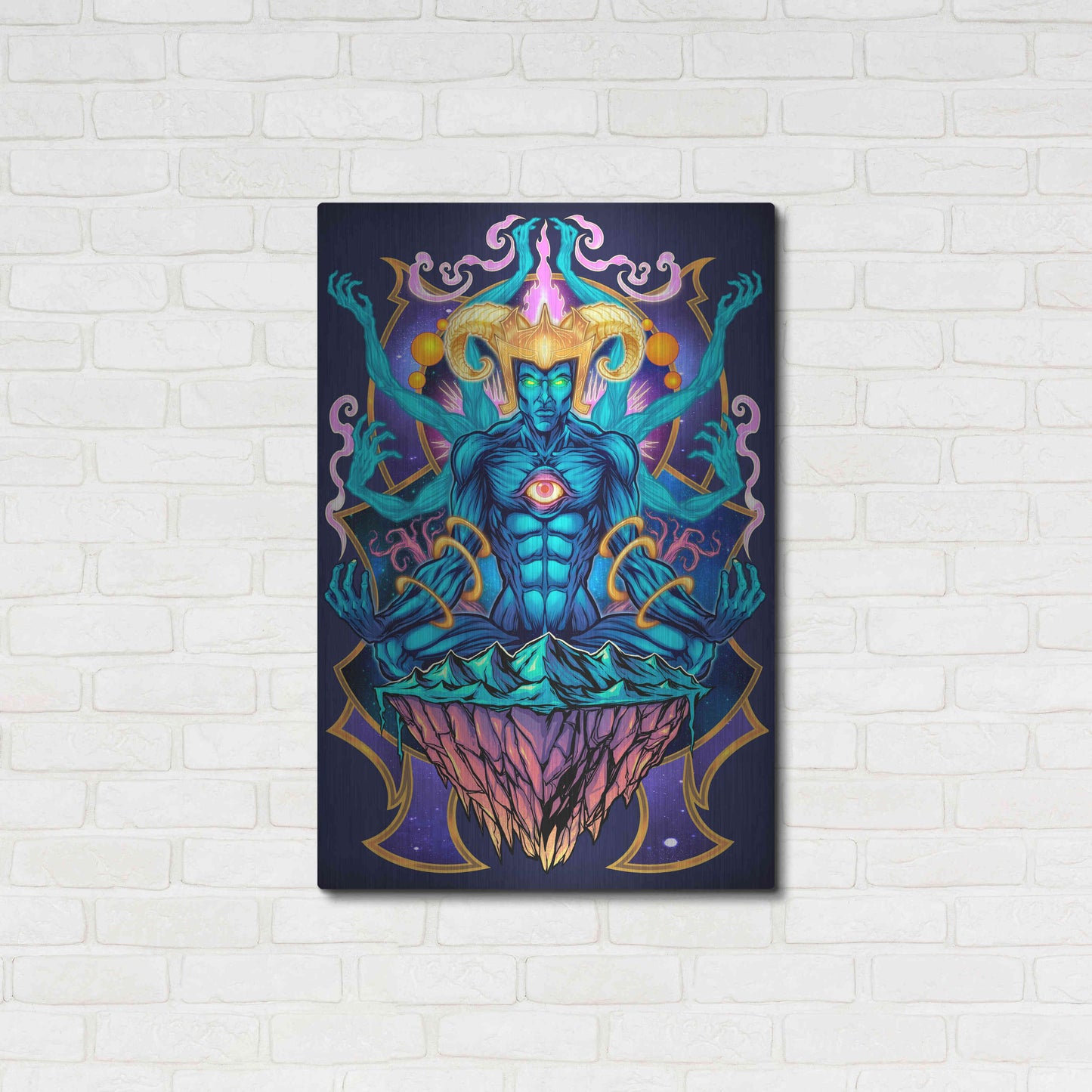 Luxe Metal Art 'Psychedelic Meditating God' by Flyland Designs, Metal Wall Art,24x36