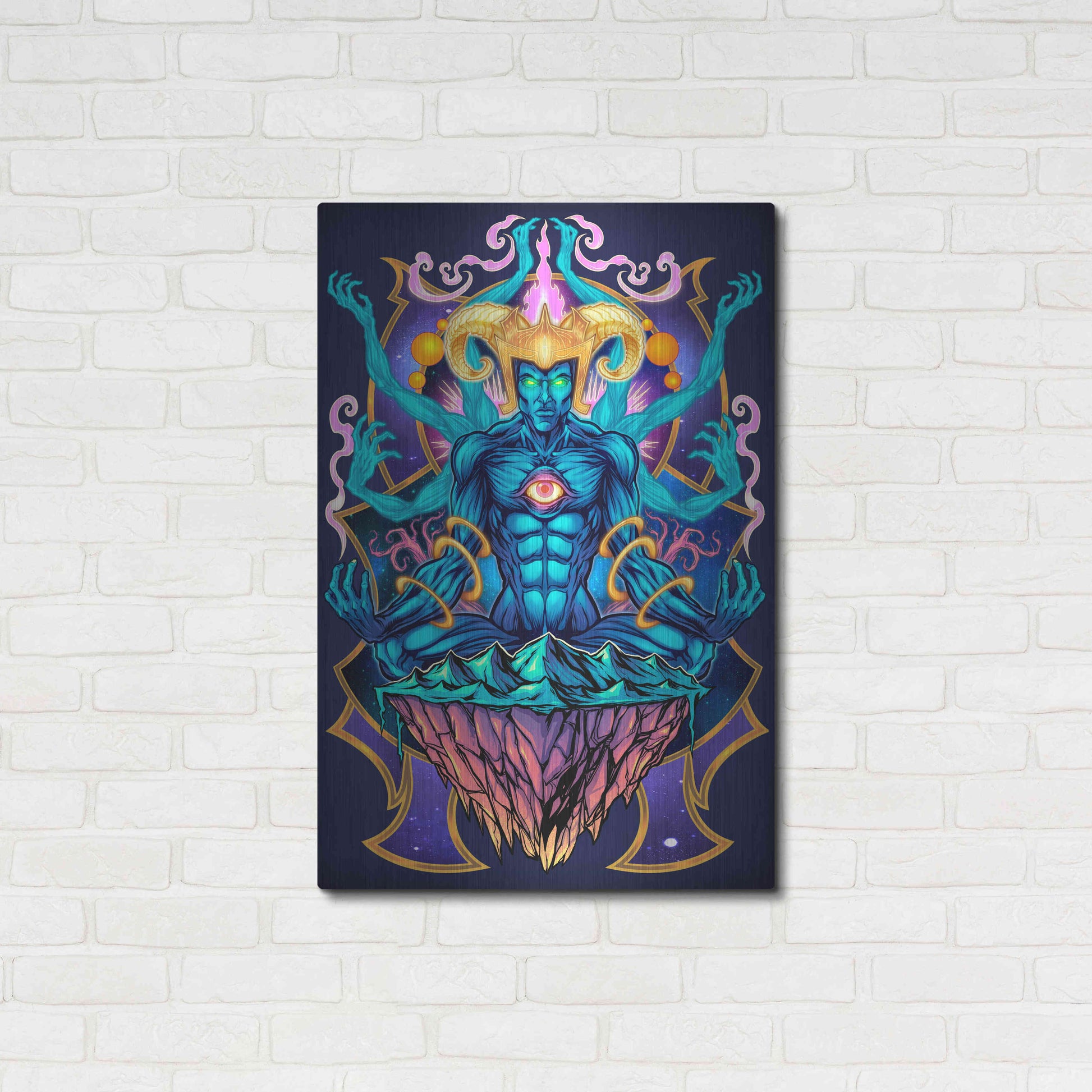 Luxe Metal Art 'Psychedelic Meditating God' by Flyland Designs, Metal Wall Art,24x36