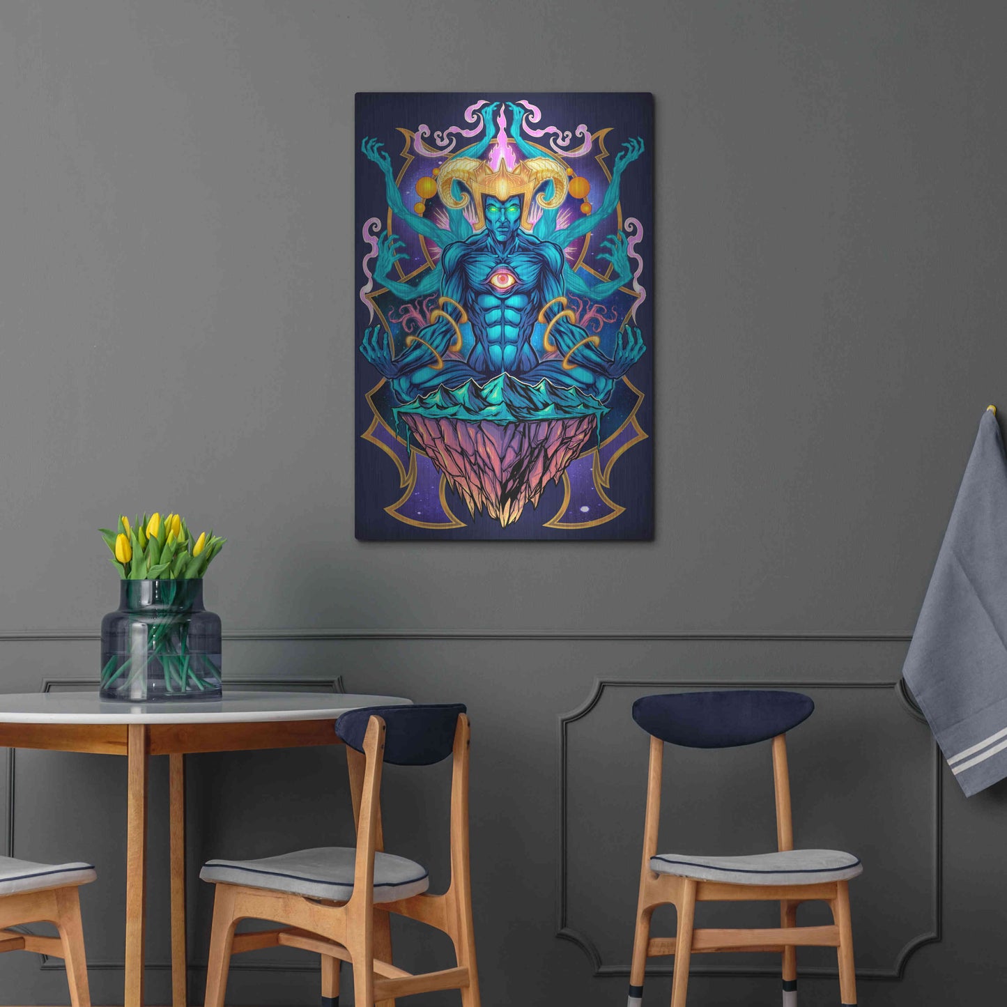 Luxe Metal Art 'Psychedelic Meditating God' by Flyland Designs, Metal Wall Art,24x36
