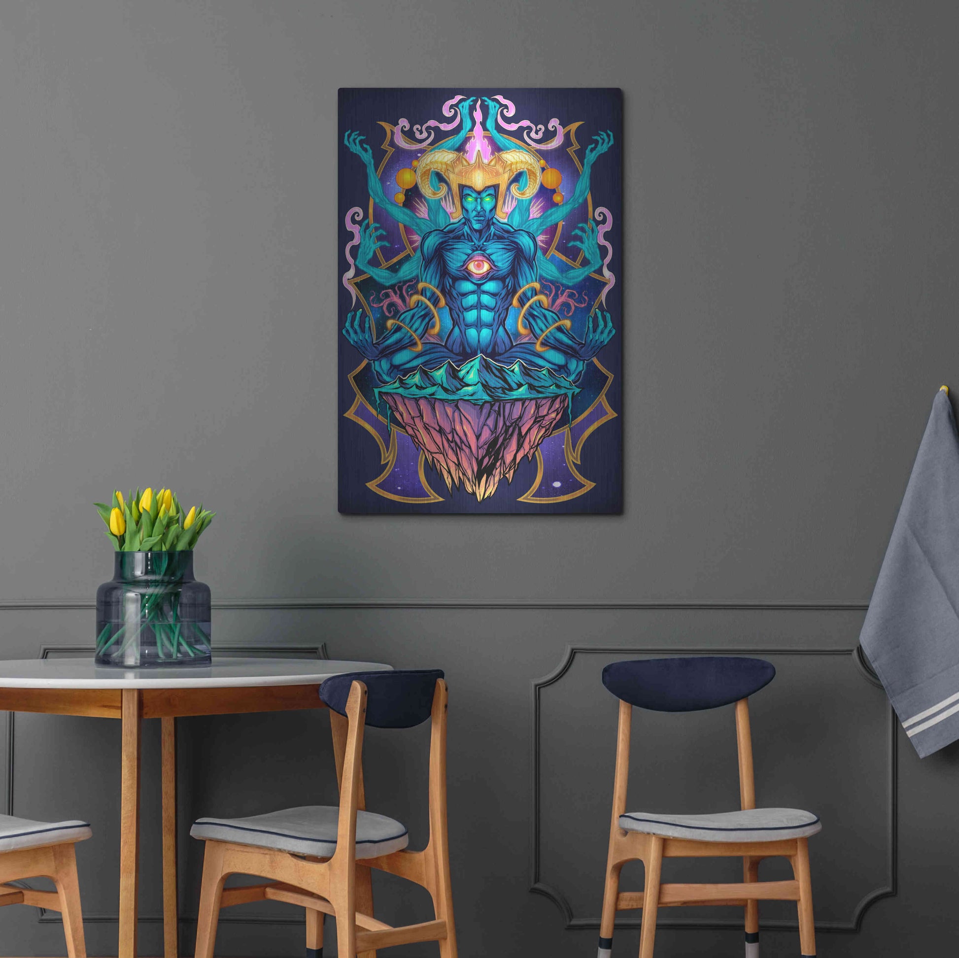 Luxe Metal Art 'Psychedelic Meditating God' by Flyland Designs, Metal Wall Art,24x36