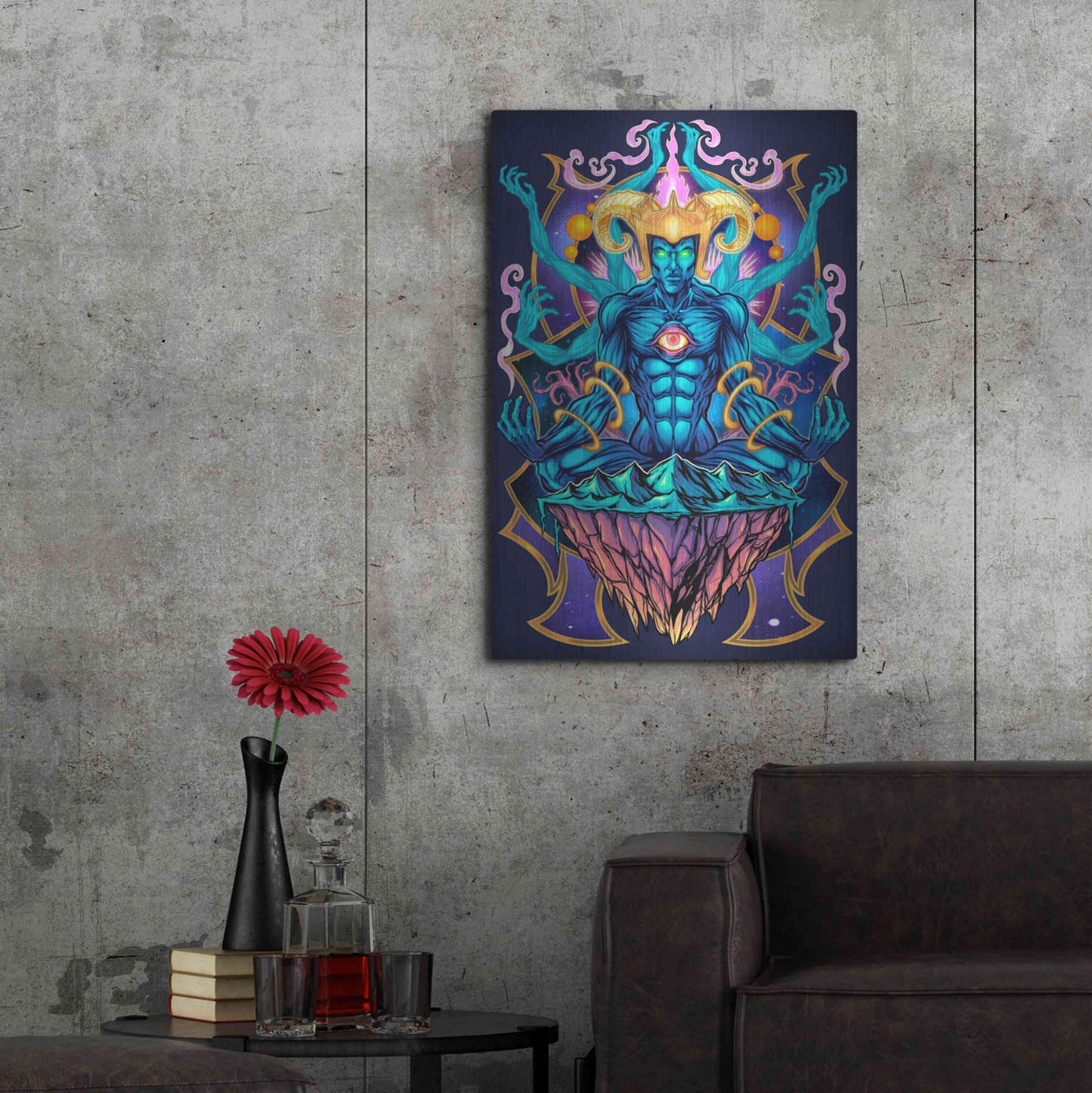 Luxe Metal Art 'Psychedelic Meditating God' by Flyland Designs, Metal Wall Art,24x36