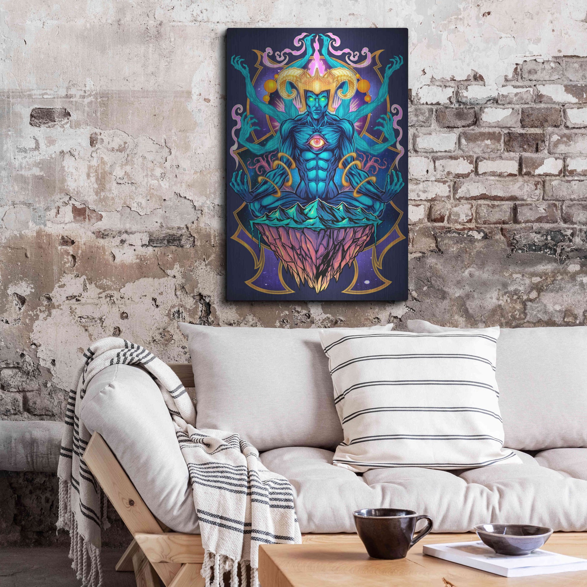 Luxe Metal Art 'Psychedelic Meditating God' by Flyland Designs, Metal Wall Art,24x36