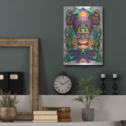 Luxe Metal Art 'Psychedelic Tiki Creature' by Flyland Designs, Metal Wall Art,12x16