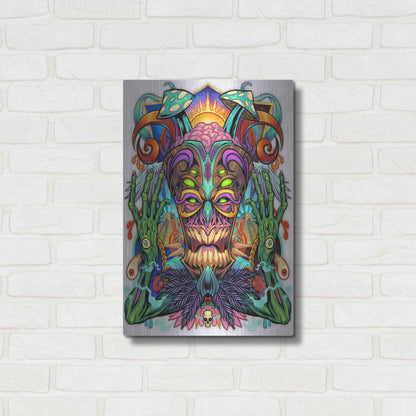 Luxe Metal Art 'Psychedelic Tiki Creature' by Flyland Designs, Metal Wall Art,16x24