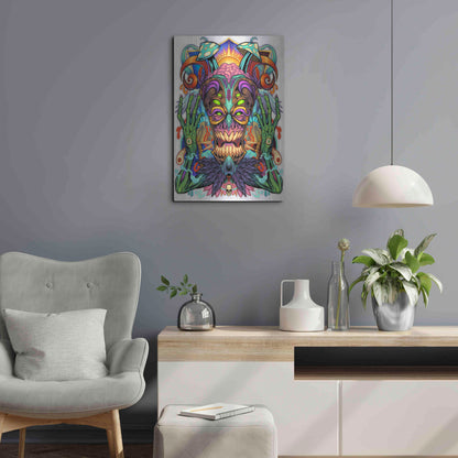 Luxe Metal Art 'Psychedelic Tiki Creature' by Flyland Designs, Metal Wall Art,16x24