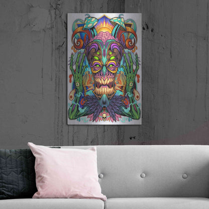 Luxe Metal Art 'Psychedelic Tiki Creature' by Flyland Designs, Metal Wall Art,24x36