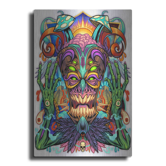 Luxe Metal Art 'Psychedelic Tiki Creature' by Flyland Designs, Metal Wall Art