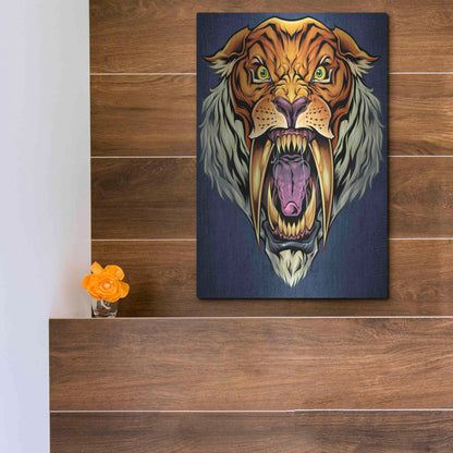 Luxe Metal Art 'Sabertooth Tiger Mascot' by Flyland Designs, Metal Wall Art,12x16