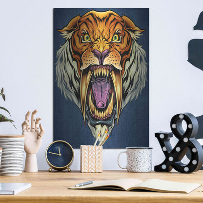 Luxe Metal Art 'Sabertooth Tiger Mascot' by Flyland Designs, Metal Wall Art,12x16