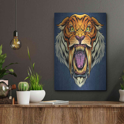 Luxe Metal Art 'Sabertooth Tiger Mascot' by Flyland Designs, Metal Wall Art,12x16