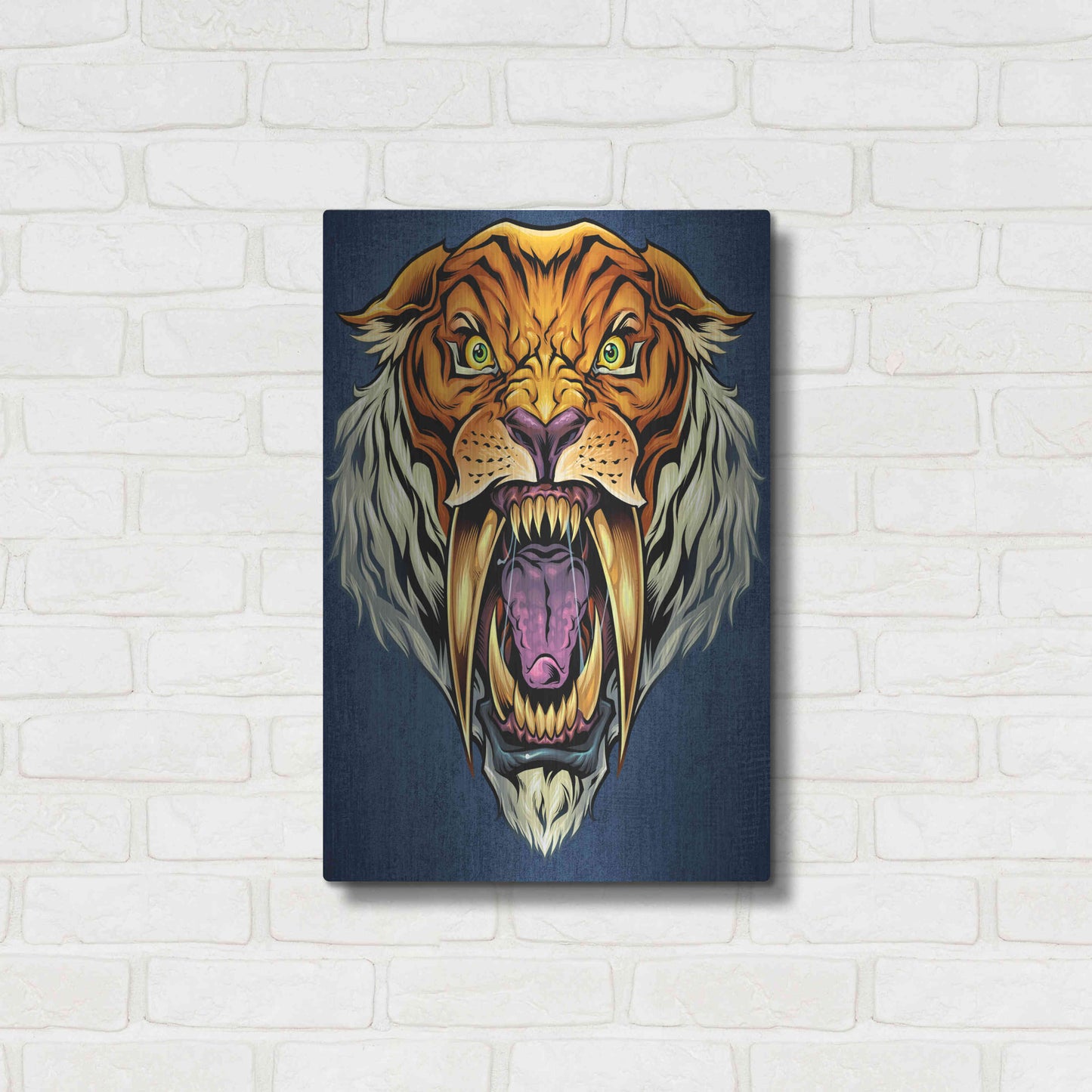 Luxe Metal Art 'Sabertooth Tiger Mascot' by Flyland Designs, Metal Wall Art,16x24