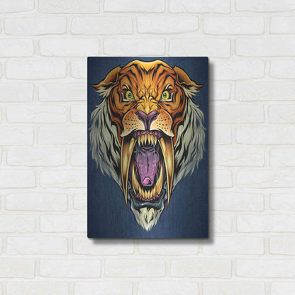 Luxe Metal Art 'Sabertooth Tiger Mascot' by Flyland Designs, Metal Wall Art,16x24