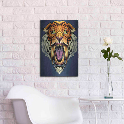 Luxe Metal Art 'Sabertooth Tiger Mascot' by Flyland Designs, Metal Wall Art,16x24