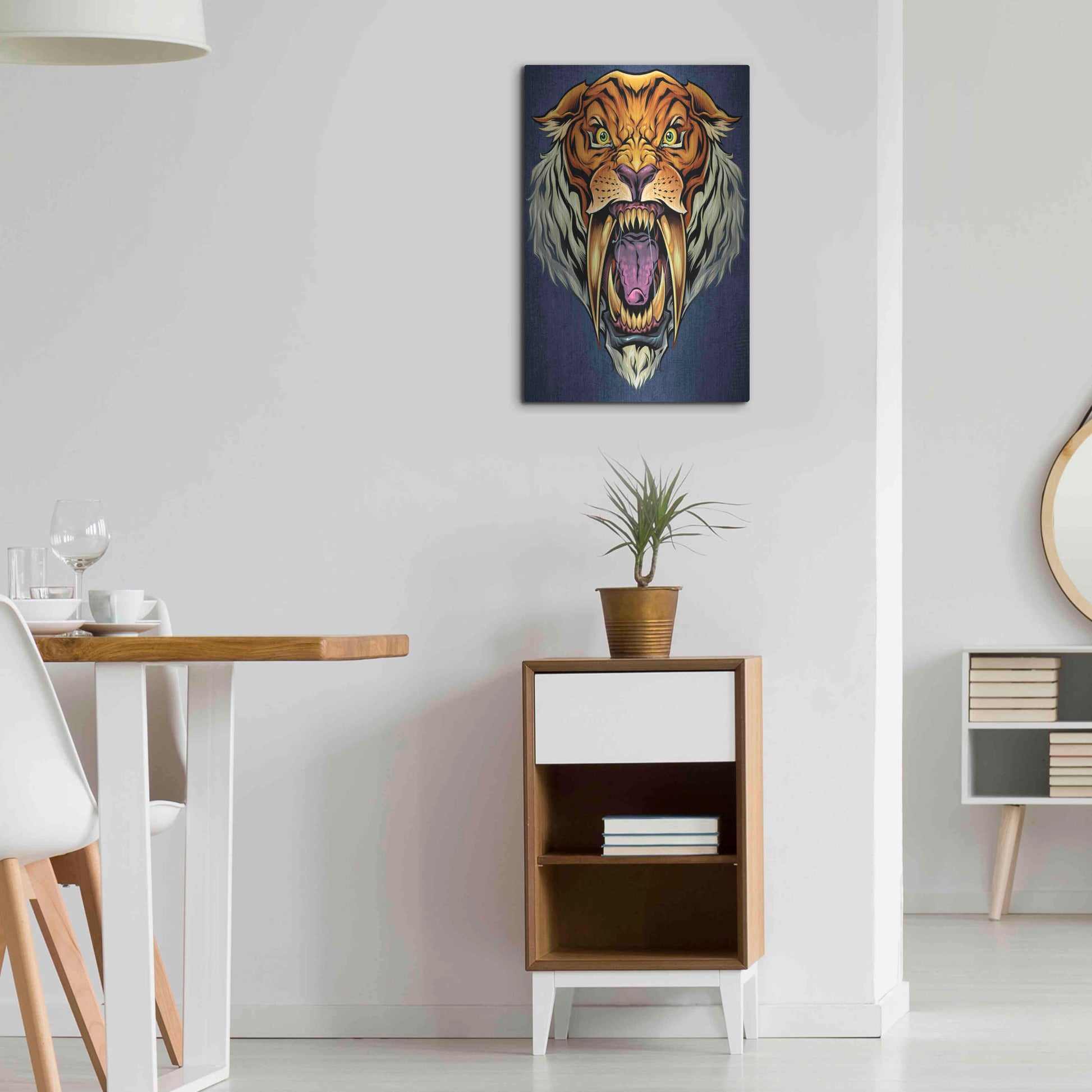 Luxe Metal Art 'Sabertooth Tiger Mascot' by Flyland Designs, Metal Wall Art,16x24