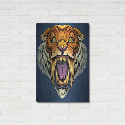 Luxe Metal Art 'Sabertooth Tiger Mascot' by Flyland Designs, Metal Wall Art,24x36