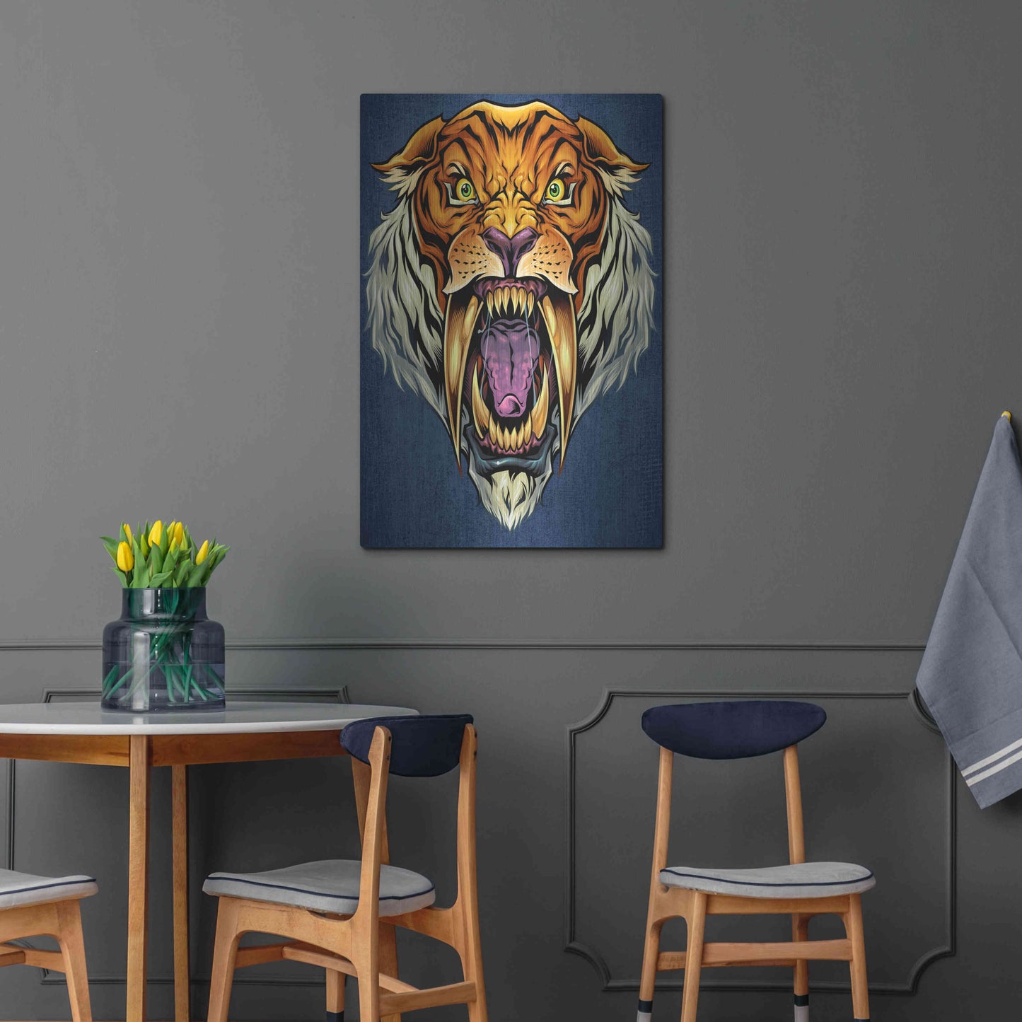 Luxe Metal Art 'Sabertooth Tiger Mascot' by Flyland Designs, Metal Wall Art,24x36