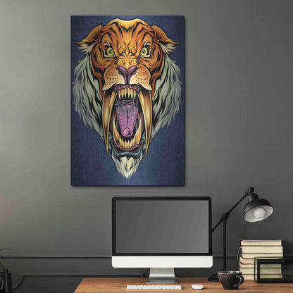 Luxe Metal Art 'Sabertooth Tiger Mascot' by Flyland Designs, Metal Wall Art,24x36