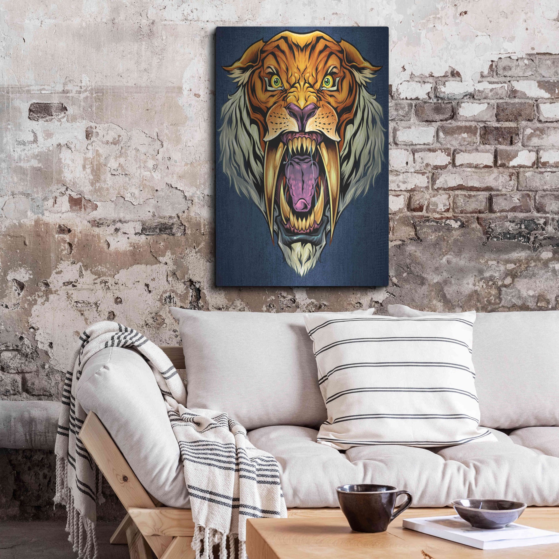 Luxe Metal Art 'Sabertooth Tiger Mascot' by Flyland Designs, Metal Wall Art,24x36