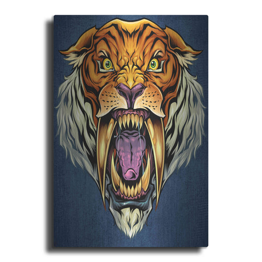 Luxe Metal Art 'Sabertooth Tiger Mascot' by Flyland Designs, Metal Wall Art