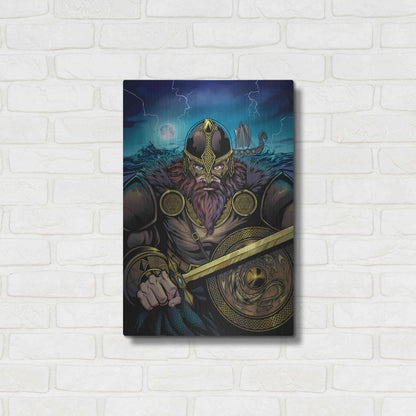 Luxe Metal Art 'Viking Sword and Shield Moonlight' by Flyland Designs, Metal Wall Art,16x24