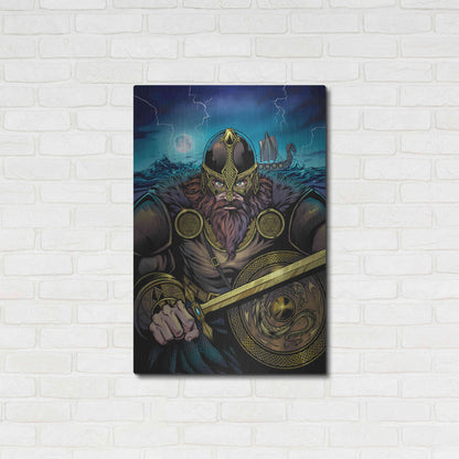 Luxe Metal Art 'Viking Sword and Shield Moonlight' by Flyland Designs, Metal Wall Art,24x36