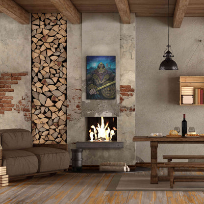 Luxe Metal Art 'Viking Sword and Shield Moonlight' by Flyland Designs, Metal Wall Art,24x36