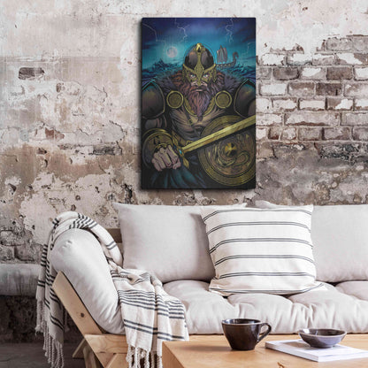 Luxe Metal Art 'Viking Sword and Shield Moonlight' by Flyland Designs, Metal Wall Art,24x36
