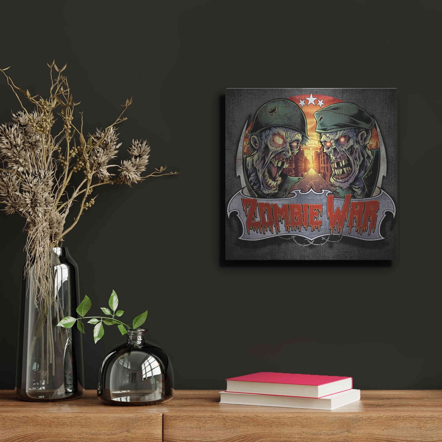 Luxe Metal Art 'Zombie War Soldiers' by Flyland Designs, Metal Wall Art,12x12