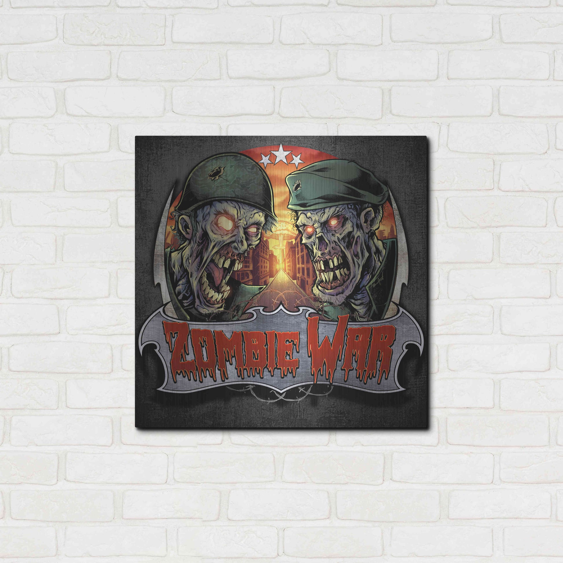 Luxe Metal Art 'Zombie War Soldiers' by Flyland Designs, Metal Wall Art,24x24