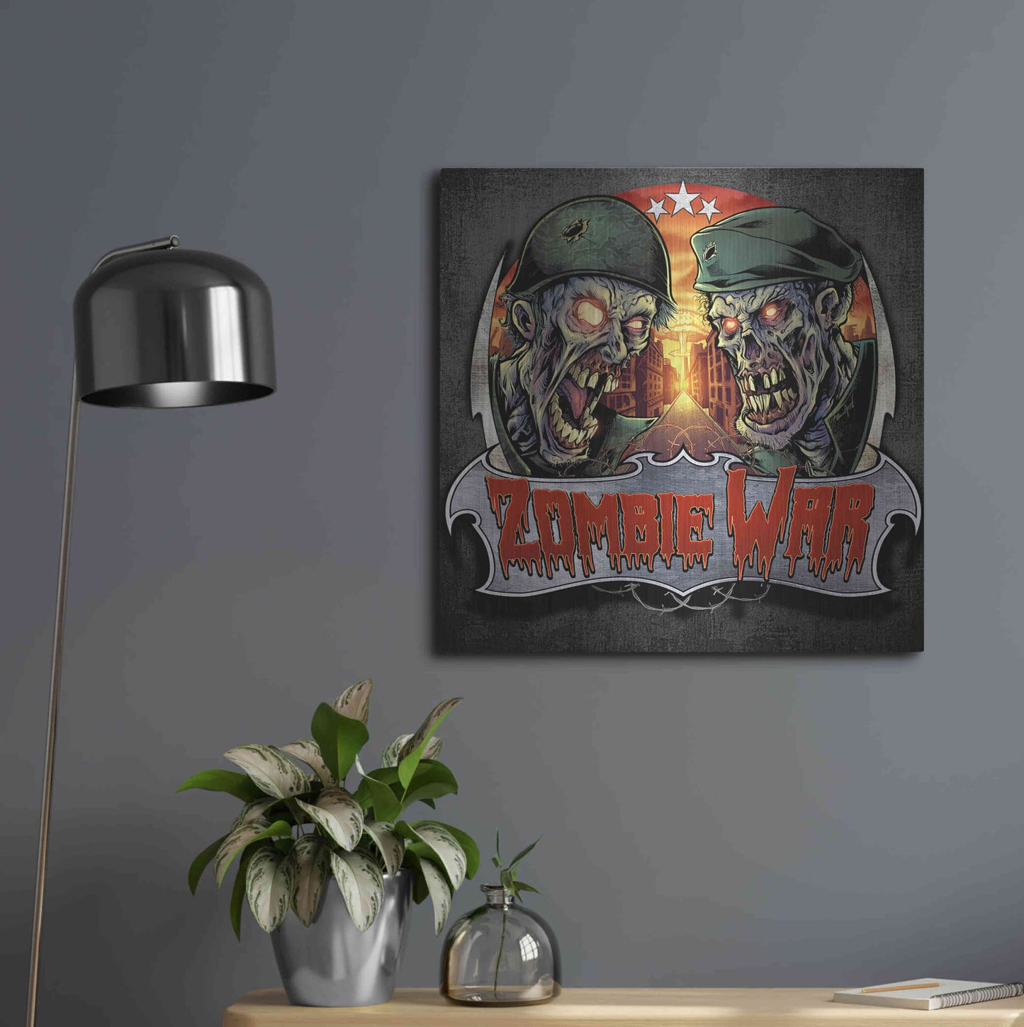 Luxe Metal Art 'Zombie War Soldiers' by Flyland Designs, Metal Wall Art,24x24