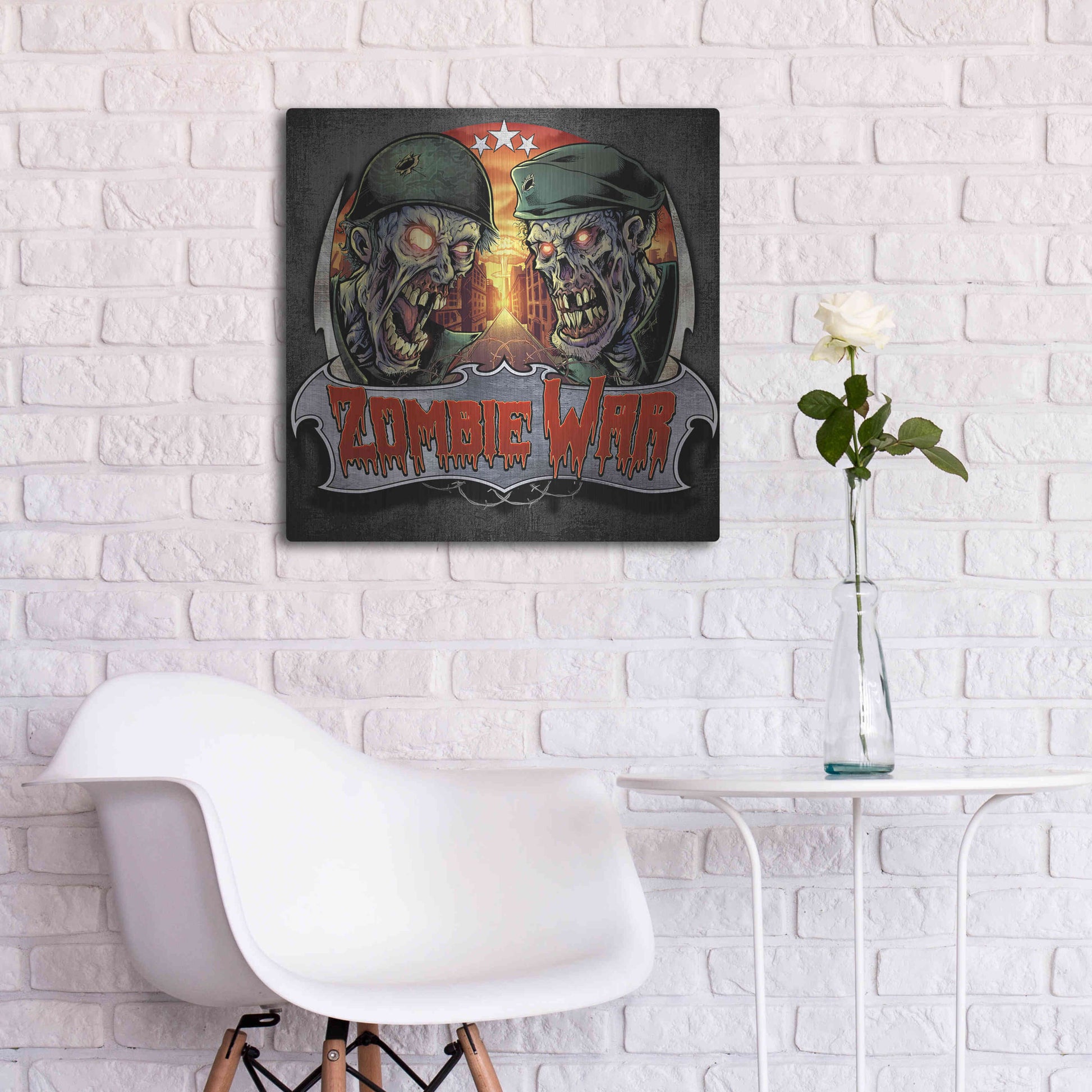 Luxe Metal Art 'Zombie War Soldiers' by Flyland Designs, Metal Wall Art,24x24