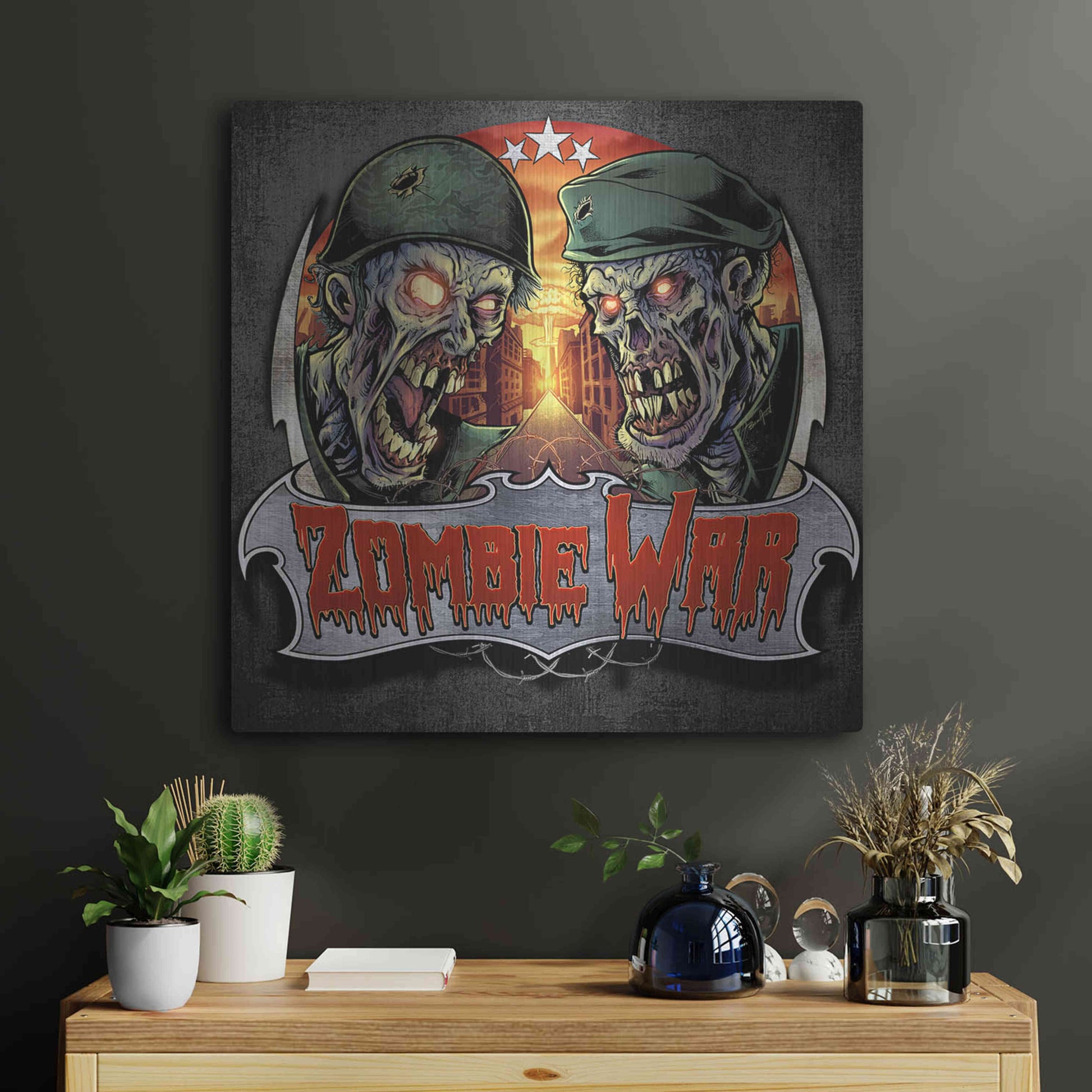 Luxe Metal Art 'Zombie War Soldiers' by Flyland Designs, Metal Wall Art,24x24
