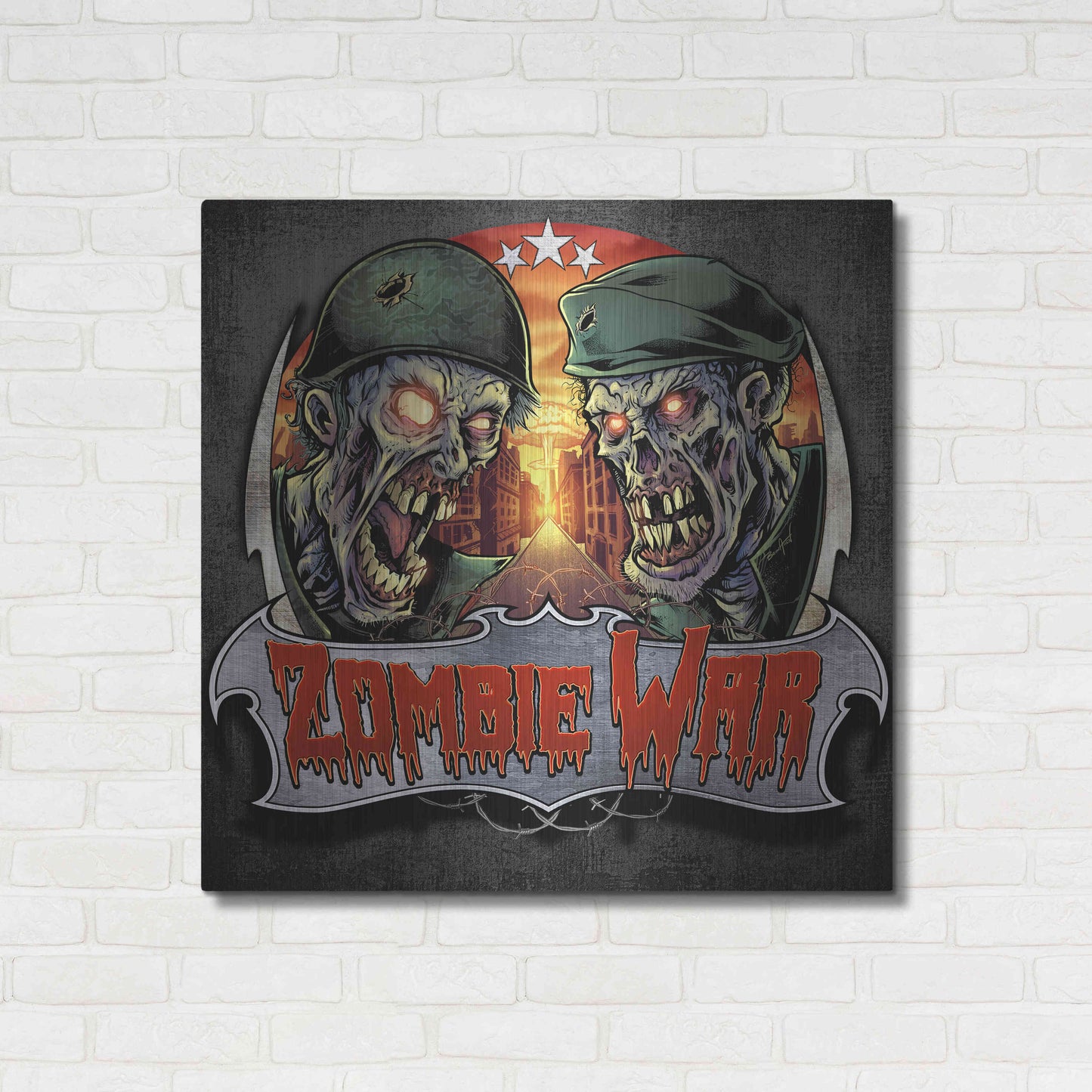 Luxe Metal Art 'Zombie War Soldiers' by Flyland Designs, Metal Wall Art,36x36