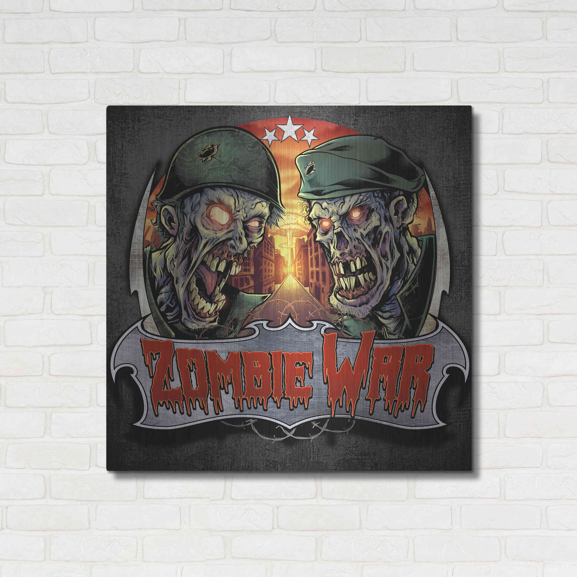 Luxe Metal Art 'Zombie War Soldiers' by Flyland Designs, Metal Wall Art,36x36