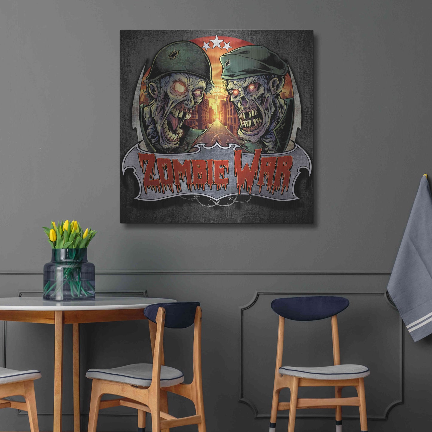 Luxe Metal Art 'Zombie War Soldiers' by Flyland Designs, Metal Wall Art,36x36