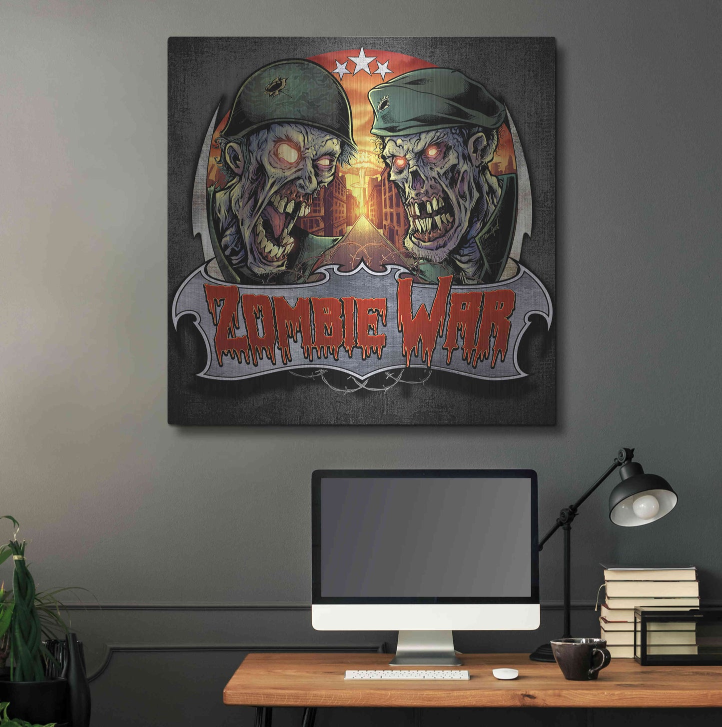 Luxe Metal Art 'Zombie War Soldiers' by Flyland Designs, Metal Wall Art,36x36