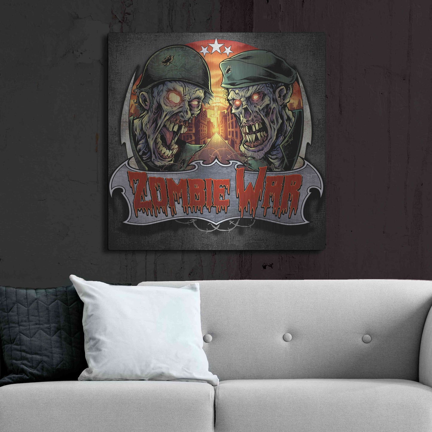 Luxe Metal Art 'Zombie War Soldiers' by Flyland Designs, Metal Wall Art,36x36