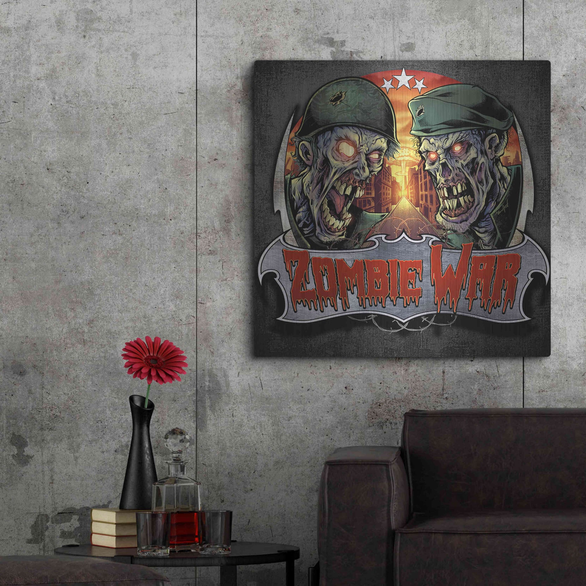 Luxe Metal Art 'Zombie War Soldiers' by Flyland Designs, Metal Wall Art,36x36