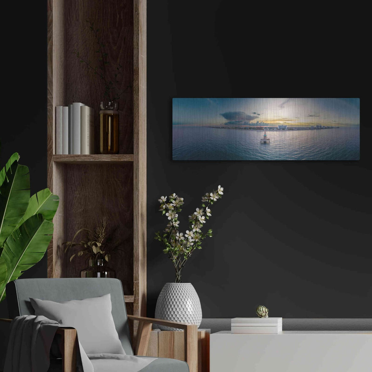'Deerfield Beach, Florida 3' by Luxe Portfolio – Metal Wall Art, 36x12 room view