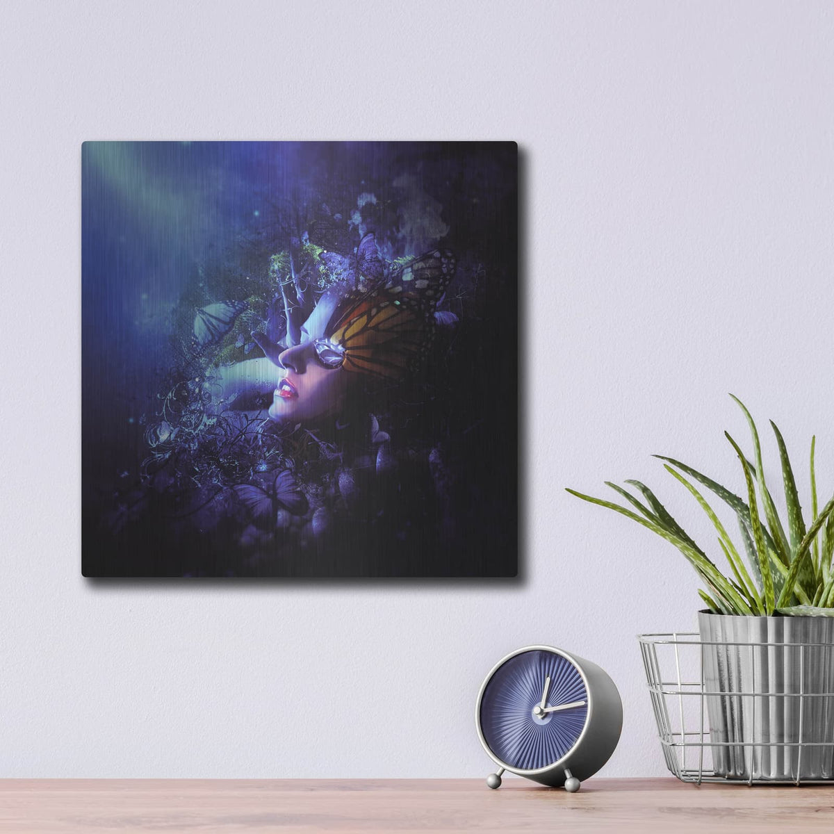 'Last Travel of the Butterflies' by Mario Sanchez Nevado – Metal Wall Art, 12x12 room view