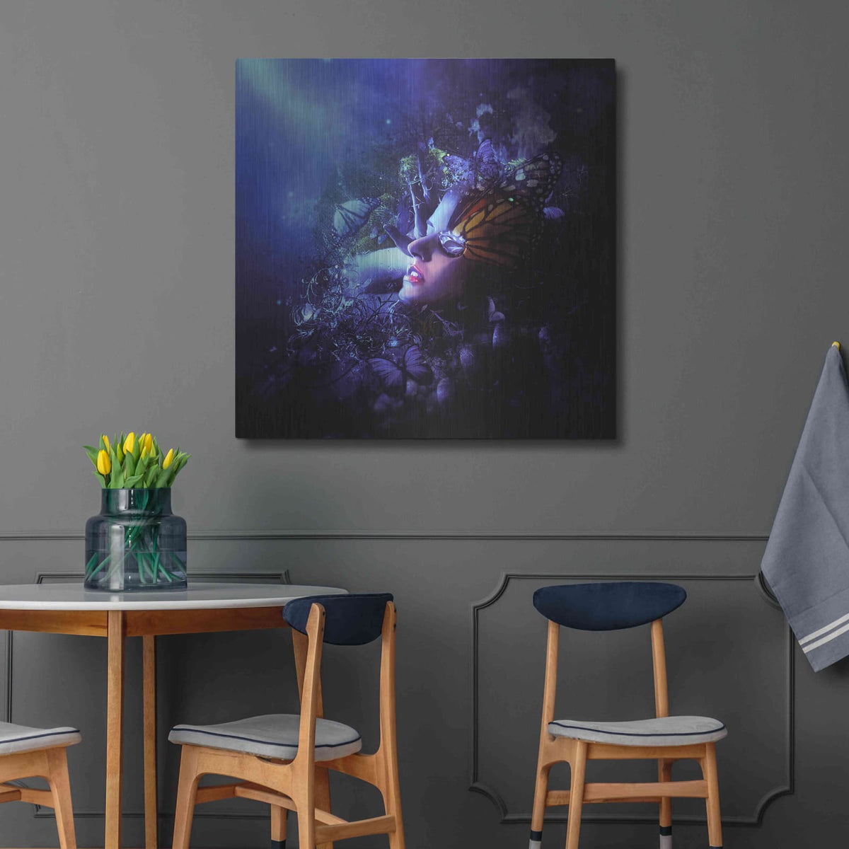 'Last Travel of the Butterflies' by Mario Sanchez Nevado – Metal Wall Art, 36x36 room view
