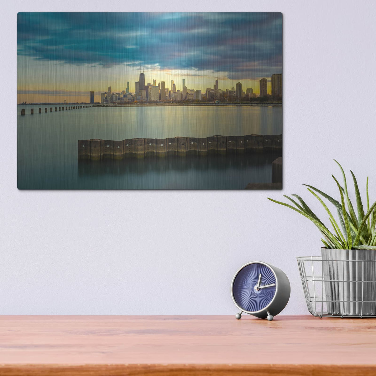 'Chicago - Golden Hour' by Luxe Portfolio – Metal Wall Art, 16x12 room view