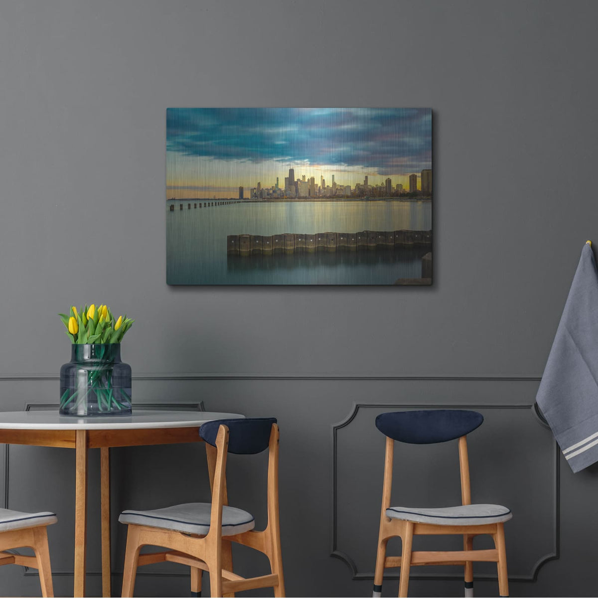 'Chicago - Golden Hour' by Luxe Portfolio – Metal Wall Art, 36x24 room view
