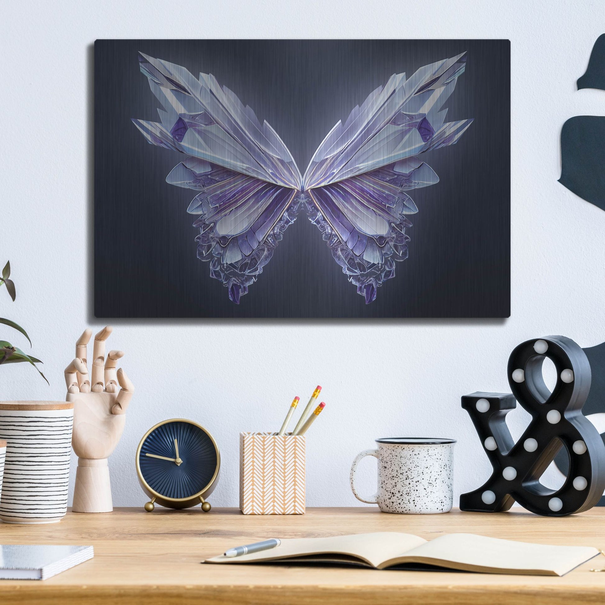 Luxe Metal Art 'Crystal Buterfly' by Luxe Portfolio, Metal Wall Art,16x12