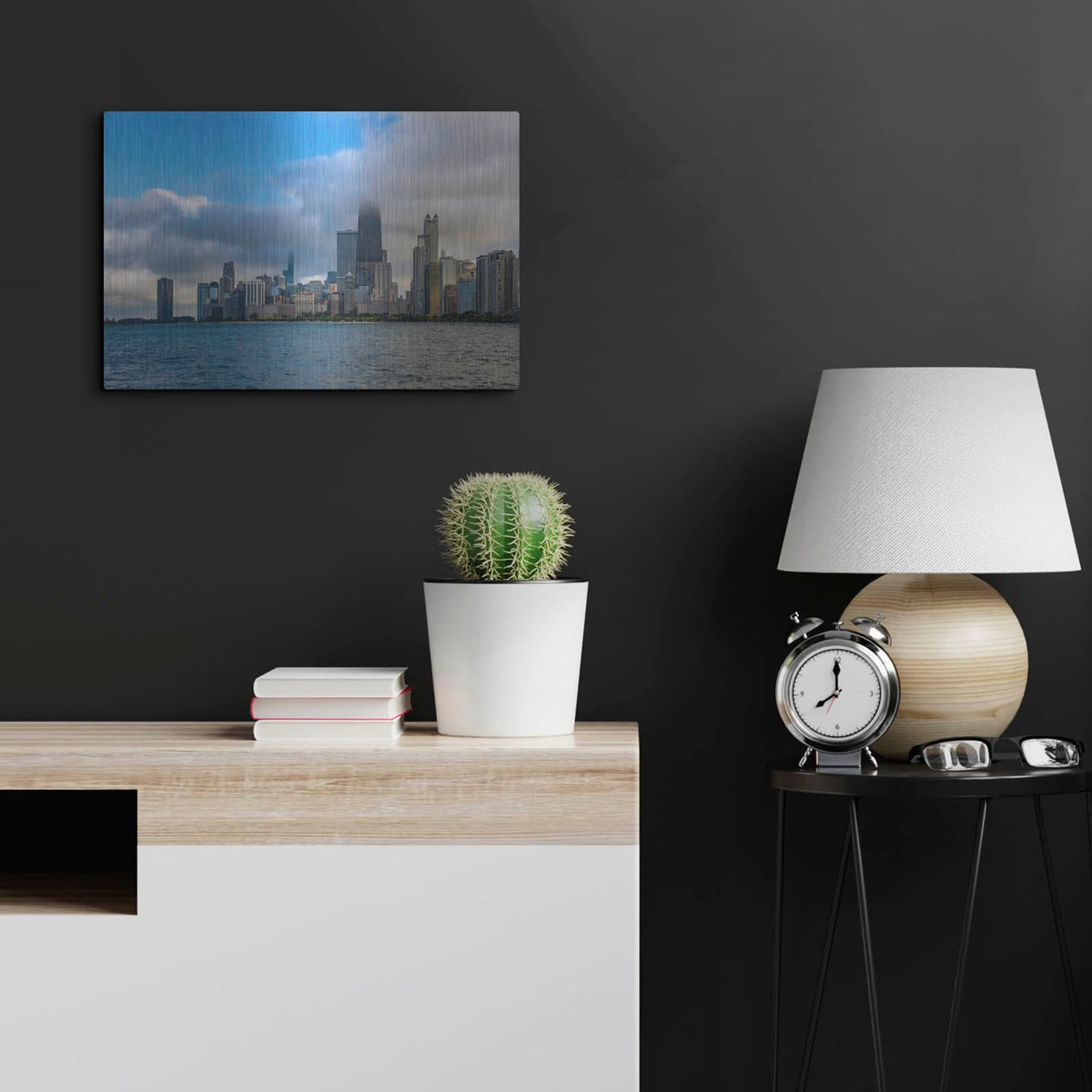 'Chicago Clouds' by Luxe Portfolio – Metal Wall Art, 24x16 room view