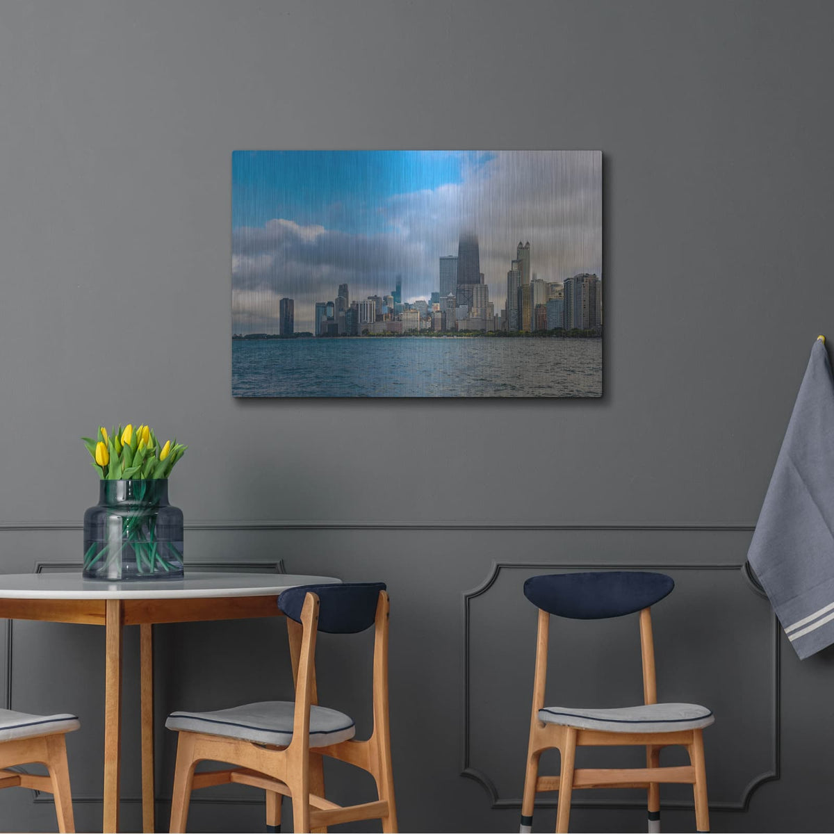 'Chicago Clouds' by Luxe Portfolio – Metal Wall Art, 36x24 room view